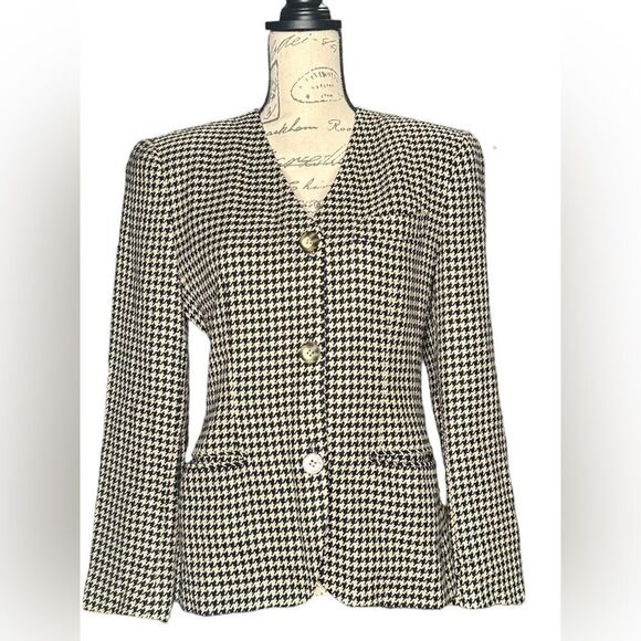 JONES New York houndstooth blazer jacket size 6 button closure GUC - Picture 1 of 10